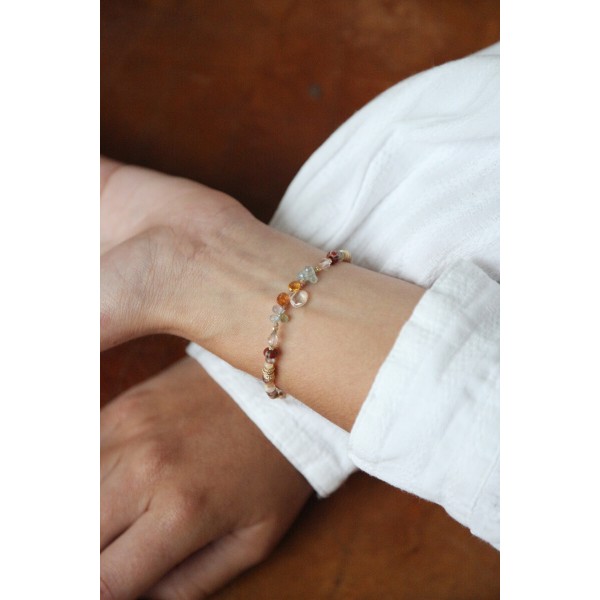 5 Octobre sidabro apyrankė su spalvotais brangakmeniais